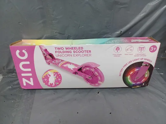 ZINC TWO WHEELED FOLDING SCOOTER UNICORN EXPLORER 