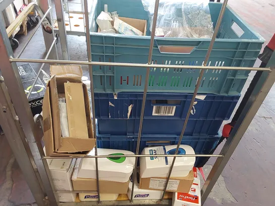 CAGE OF ASSORTED UNPROCESSED SANITARY PRODUCTS (CAGE NOT INCLUDED)