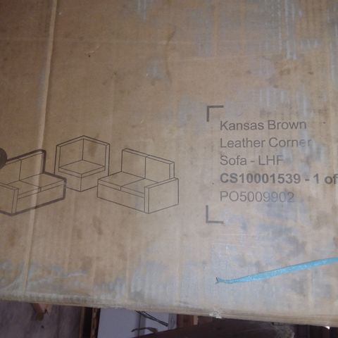 BOXED KANSAS BROWN LEATHER CORNER SOFA PART 