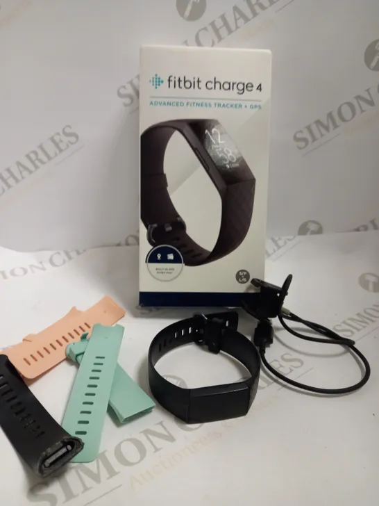 FITBIT CHARGE 4 SMART FITNESS TRACKER - BLACK WITH ASSORTED SPARE STRAPS