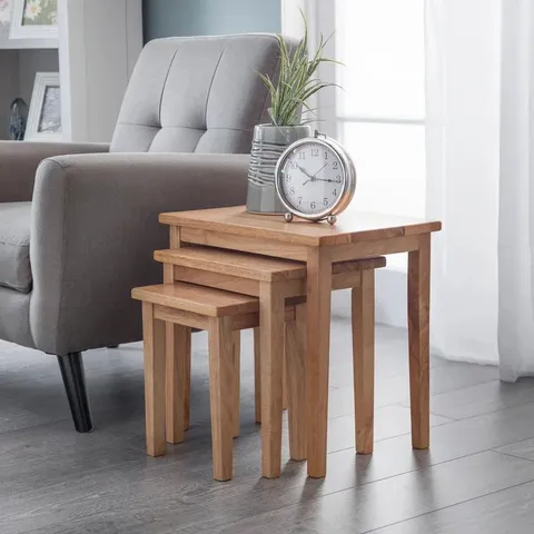 BOXED ELVINA CLEO 3 PIECE NEST OF TABLES LIGHT OAK