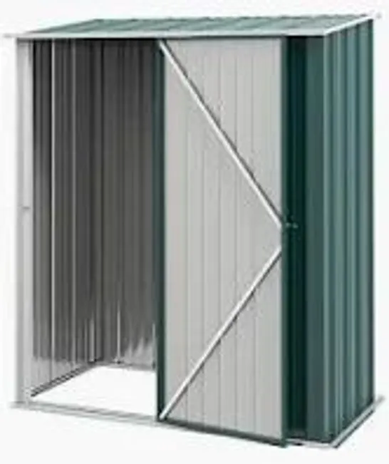 BOXED OUTSUNNY OUTDOOR STORAGE SHED, GARDEN METAL STORAGE SHED W/ SINGLE DOOR FOR GARDEN, PATIO, 5.3FT X 3.1FT, GREEN