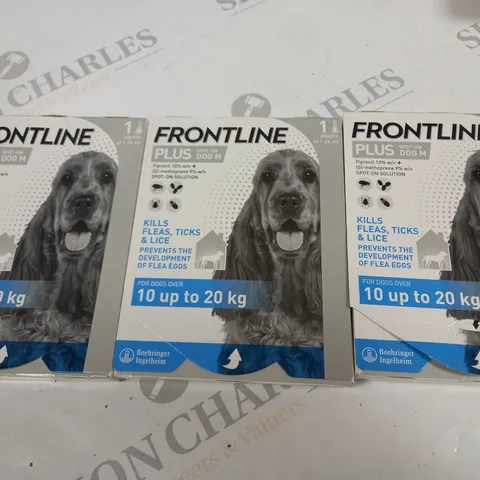 LOT OF 3 FRONTLINE PLUS SPOT ON DOG M 1 PIPETTE