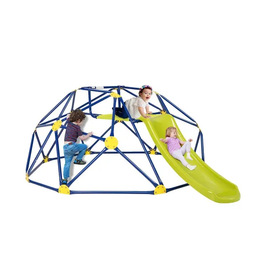 BOXED COSTWAY KIDS CLIMBING DOME WITH SLIDE AND FABRIC CUSHION FOR GARDEN YARD (1 BOX)