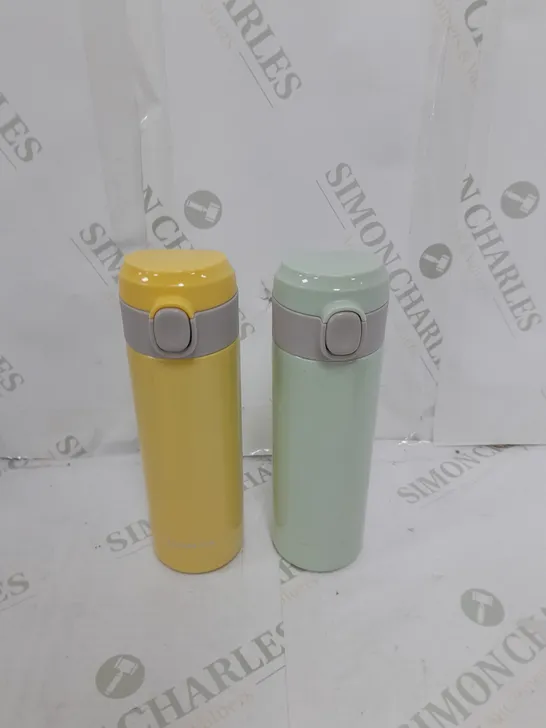 LOCK & LOCK SET OF 2 STAINLESS INSULATED DAILY POP PASTEL WATER BOTTLES