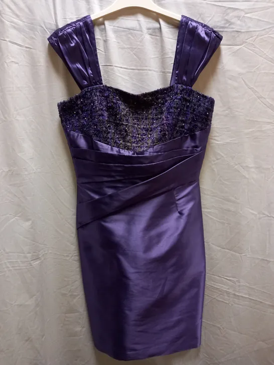 MIREIA VESTIDO MORADO MARTY PURPLE SILK DRESS/BLAZER SET - SIZE UK 10 