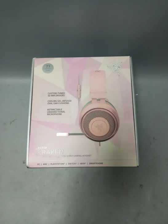 BOXED RAZER KRAKEN MULTI PLATFORM WIRED GAMING HEADSET IN PINK QUARTZ