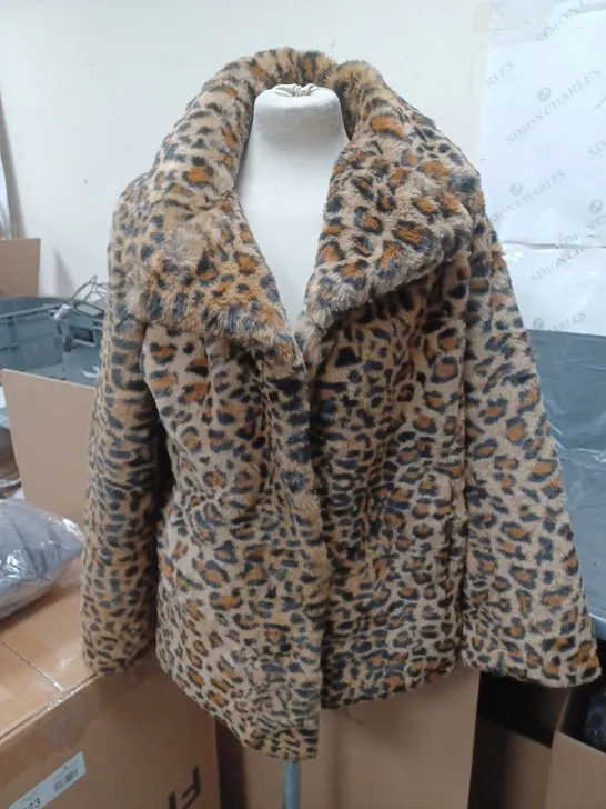 CENTIGRADE FAUX FUR COAT LEOPARD PRINT SIZE MEDIUM