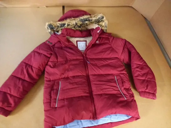 FAT FACE RED PADDED KIDS COAT - 9/10