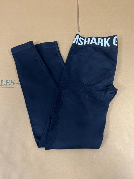 GYMSHARK BRANDED WAISTBAND BLACK LEGGINGS SIZE XS