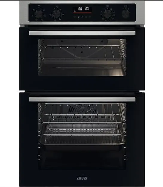 ZANUSSI ZKCNA7XN ELECTRIC DOUBLE OVEN - STAINLESS STEEL & BLACK