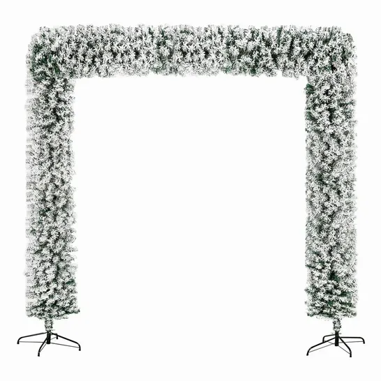 BOXED NEO 2.4M CHRISTMAS FLOCKED DOORWAY ARCH TREE GARLAND WITH WALL PINE TIPS BUSHY XMAS OUTDOOR INDOOR HOME DÉCOR (DOUBLE)