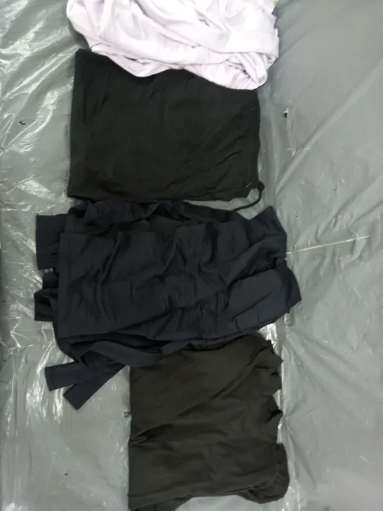 BOX OF APPROXIMATELY 10 ASSORTED PIECES OF CLOTHING IN VARIOUS STYLES, SIZES, AND BRANDS 