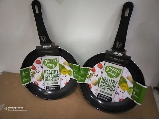 TWO GREEN CHEF 24cm NON STICK FRYING PANS