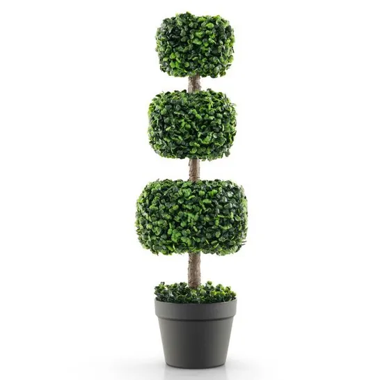 BOXED COSTWAY 75cm ARTIFICIAL BOXWOOD TOPIARY BALL TREE WITH CEMENT-FILLED PLASTIC POT