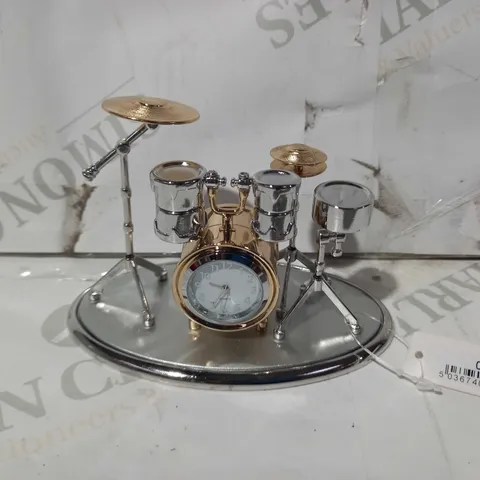 SILVER & GOLD EFFECT MINIATURE DRUM KIT CLOCK