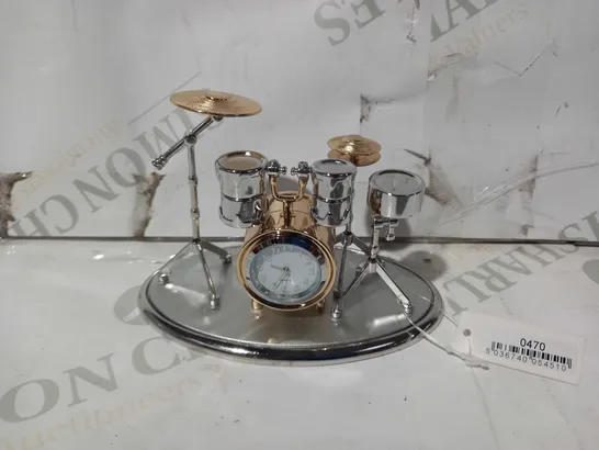 SILVER & GOLD EFFECT MINIATURE DRUM KIT CLOCK