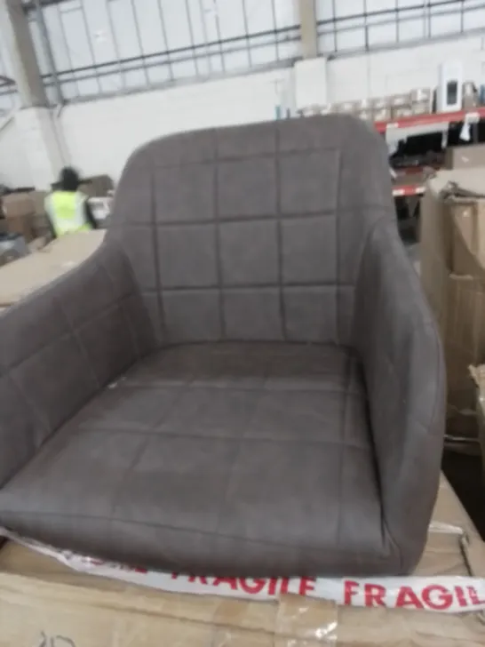 SET OF TWO BROWN FAUX LEATHER CHAIRS