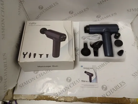 BOXED LEFITY MASSAGE GUN - MODEL JX-703S - WITH LED DISPLAY, ACCESSORIES, USB CABLE AND INSTRUCTIONS