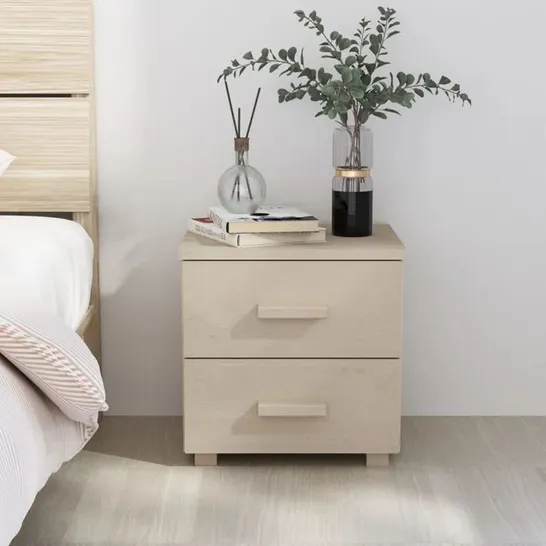 BOXED NIGHTSTAND BEDSIDE TABLE WITH 2 DRAWERS