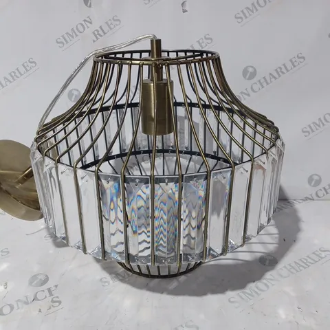 UNBRANDED CRYSTAL DETAIL CEILING LIGHT IN ANTIQUE BRASS FINISH - COLLECTION ONLY