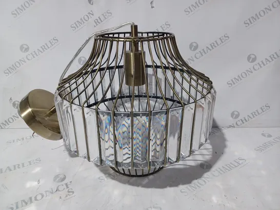 UNBRANDED CRYSTAL DETAIL CEILING LIGHT IN ANTIQUE BRASS FINISH - COLLECTION ONLY