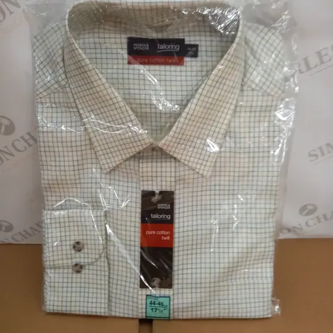 M&S TAILORING PURE COTTON TWILL SHIRT - 44-45CM 17.5"