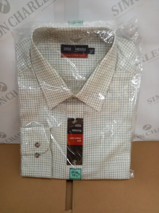 M&S TAILORING PURE COTTON TWILL SHIRT - 44-45CM 17.5"