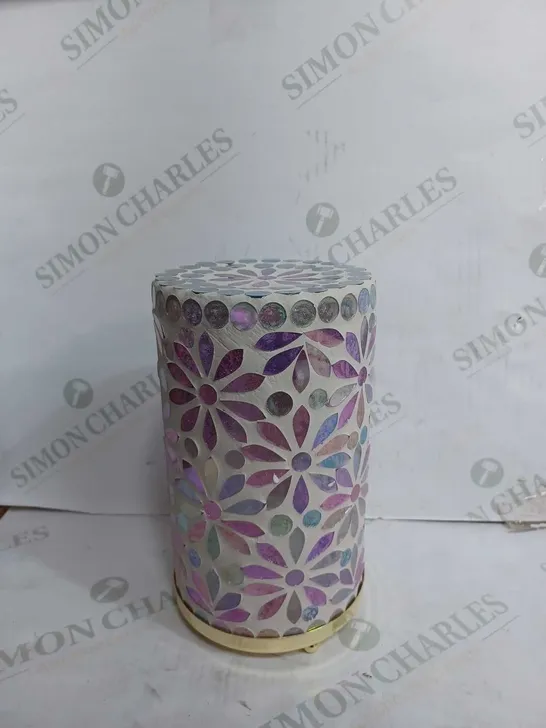 OUTLET GARDEN REFLECTIONS MOSAIC FLOWER LED HURRICANE LIGHT 21CM