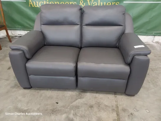 QUALITY ITALIAN DESIGNER AVILA POWER RECLINING TWO SEATER SOFA MEDIUM GREY LEATHER 