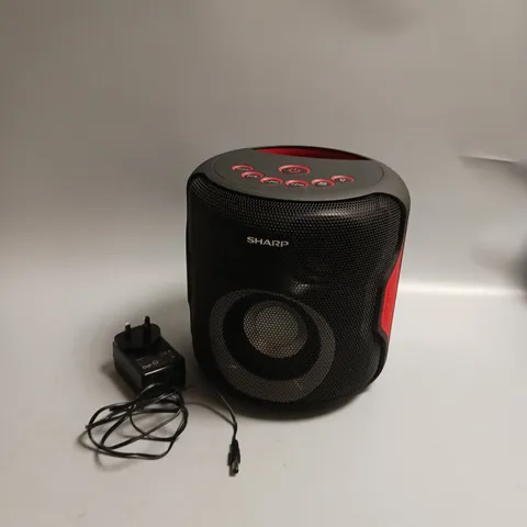 BOXED SHARP 2.1 PARTY SPEAKER SYSTEM IN BLACK AND RED 130W BLUETOOTH ENABLED