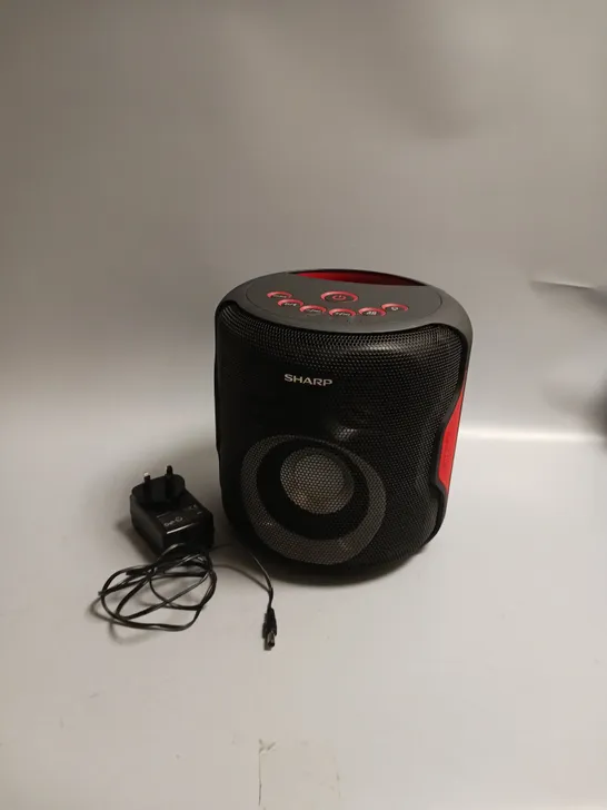 BOXED SHARP 2.1 PARTY SPEAKER SYSTEM IN BLACK AND RED 130W BLUETOOTH ENABLED