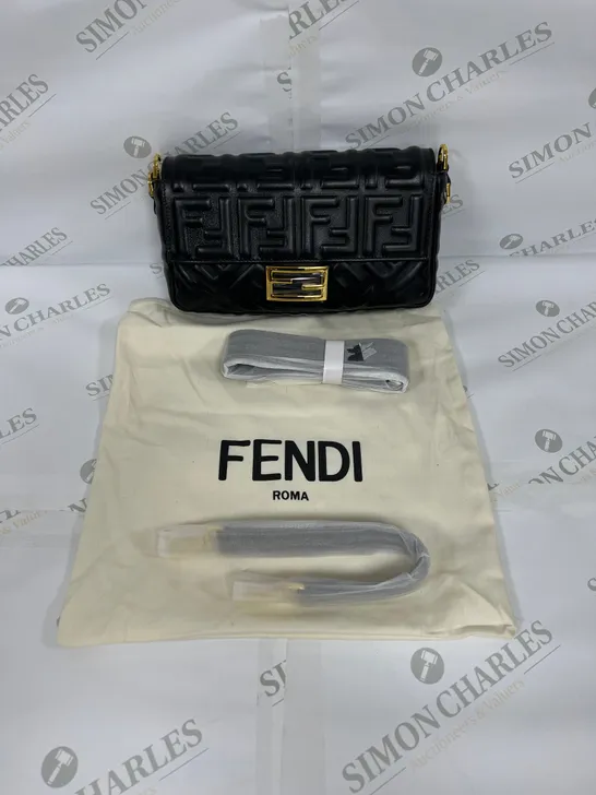 FENDI ROMA GOLD BUCKLED BAG IN BLACK 