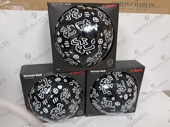 3 BOXED TYPO SOCCER BALL SIZE 5 IN BLACK AND WHITE