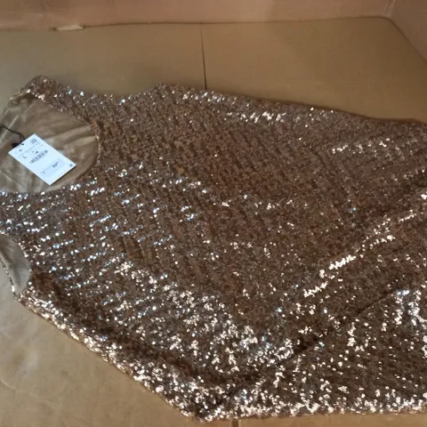 ZARA GOLD SEQUIN DRESS - L