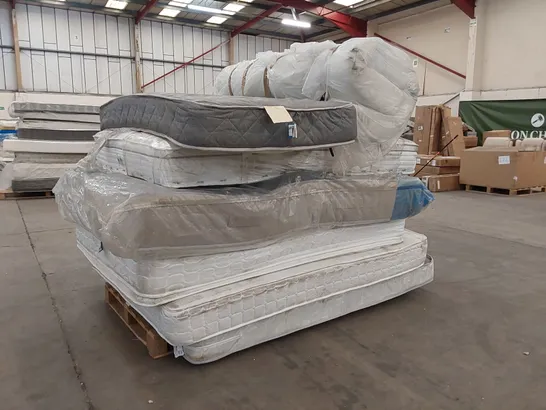 PALLET OF 7X ASSORTED MATTRESSES - VARIOUS SIZES, BRANDS, CONDITIONS