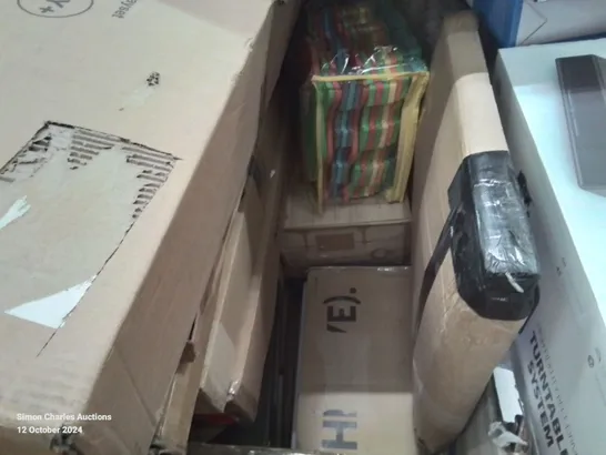 PALLET CONTAINING VARIOUS ASSORTED ITEMS TO INCLUDE: ELECTRIC FOOT MASSAGER, TURNTABLE SYSTEM, KIDS MUD KITCHEN PLAYLET AND LOTS MORE UNMARKED BOXED ITEMS