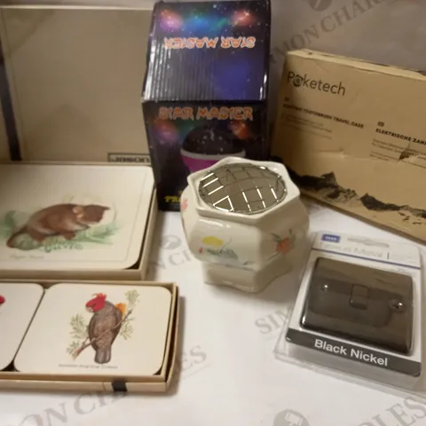 LOT OF APPROX 15 ASSORTED HOUSEHOLD ITEMS TO INCLUDE JASON COASTERS, HI VIS TAPE, LED PANEL LAMP, ETC
