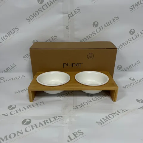 PIUPET CERAMIC AND WOOD WHITE BOWL TRAY