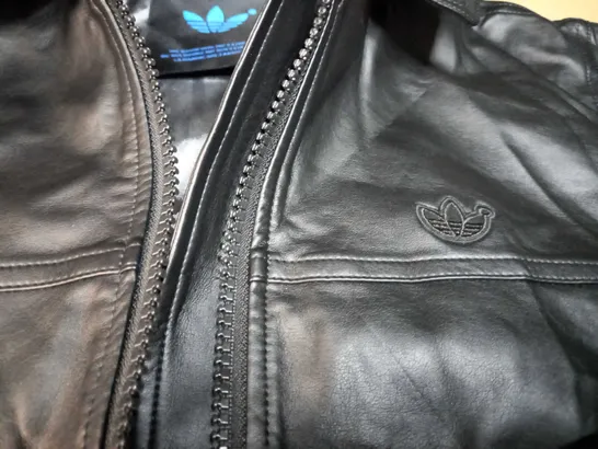 ADIDAS BLACK FAUX LEATHER JACKET - SIZE 10