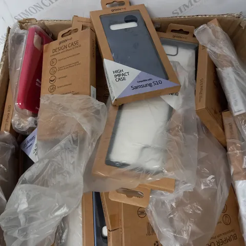 BOX OF APPROXIMATELY 100 ASSORTED GROOV-E IPHONE BUMPER CASES 