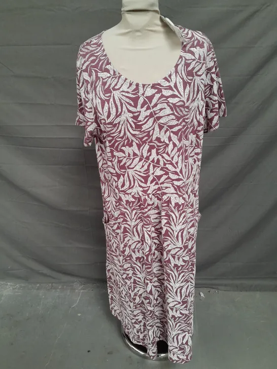 SEASALT CORNWALL ENOR DRESS DUNE FRONDS HEATHER IN MAROON SIZE 18