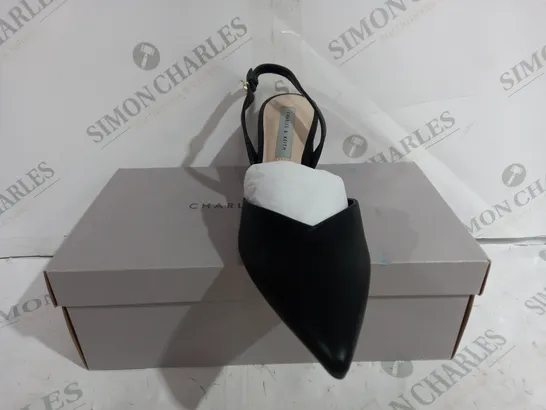 BOXED CHARLES & KEITH CK1-60920241 PLATFORM BLACK OPEN TOE SHOE - SIZE 39