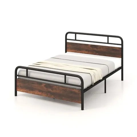 BOXED COSTWAY KING BED FRAME WITH INDUSTRIAL HEADBOARD KING SIZE 