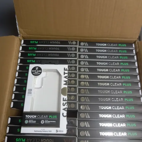 BOX OF APPROXIMATELY 56 CASEMATE TOUGH CLEAR PLUS SAMSUN GALAXY S22 PHONE CASES