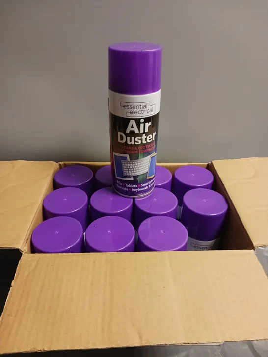 LOT OF 12 ESSENTIAL ELECTRICAL AIR DUSTER CLEANING SPRAY 400ML PER CAN