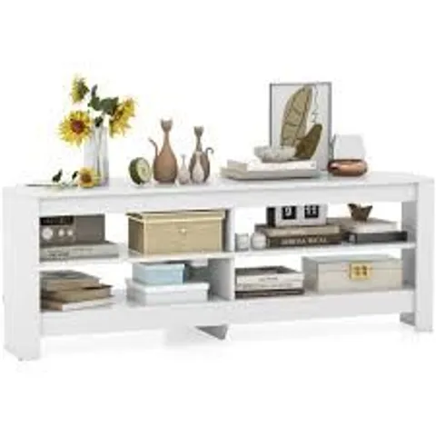 BOXED COSTWAY 4 SHELF WHITE CORNER TV UNIT WITH POWER OUTLET