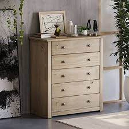 BOXED PANAMA 5 DRAWER CHEST NATURAL 