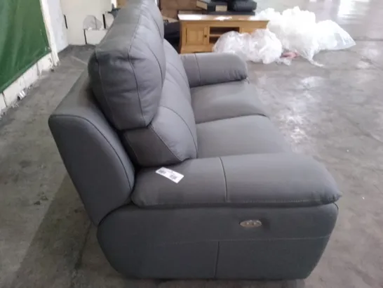 QUALITY ITALIAN DESIGNER PATRIZIO 2 SEATER ELETRIC RECLINER SOFA - GREY ANTHRACITE LEATHER