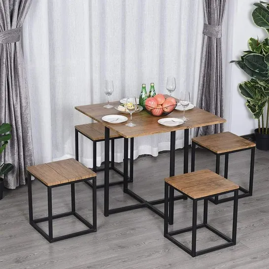 BOXED COSEY 4 PERSON DINING SET DARK OAK (1 BOX)